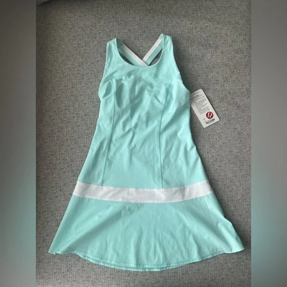 Vintage Lululemon Hot Hitter Dress Aquamarine / White 2013 Size 6 Y2K 2000s - Picture 8 of 13